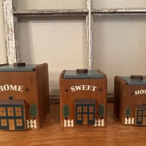 Rustic Wooden Home Accent Canister Set